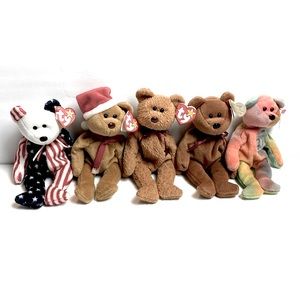 Vintage TY Beanie Babies Bear’s Year’s 1995 to 1999 Lot of 5